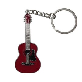 Acoustic Guitar Keyring Red Stainless Steel Red Medium, red