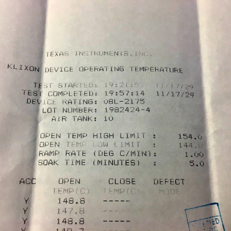 Klixon GET 2 1NT08L Fixed Temperature Thermostat MANUAL RESET 150°F