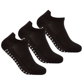 GM Apparel 3 Pairs Women Fitness & Wellness Performance Socks Anti-Slip, Full Toe, Ankle Support, Dance, Pilates, Yoga, Martial Arts, Barre, Gym, Indoor Workout Grip Socks UK 4-8 / EU 37-42 (Black)