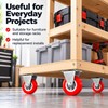 4-Pack Red PVC Swivel Caster Wheels, 1-Inch Furniture Replacement Casters