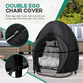 boyspringg Patio Chair Cover, 91x80 Inches, Extra Large Double Egg Chair Cover for Outdoor Furniture, Heavy Duty Swing Hanging Egg Chair Cover Waterproof, Anti-UV, Dust-proof( Black )