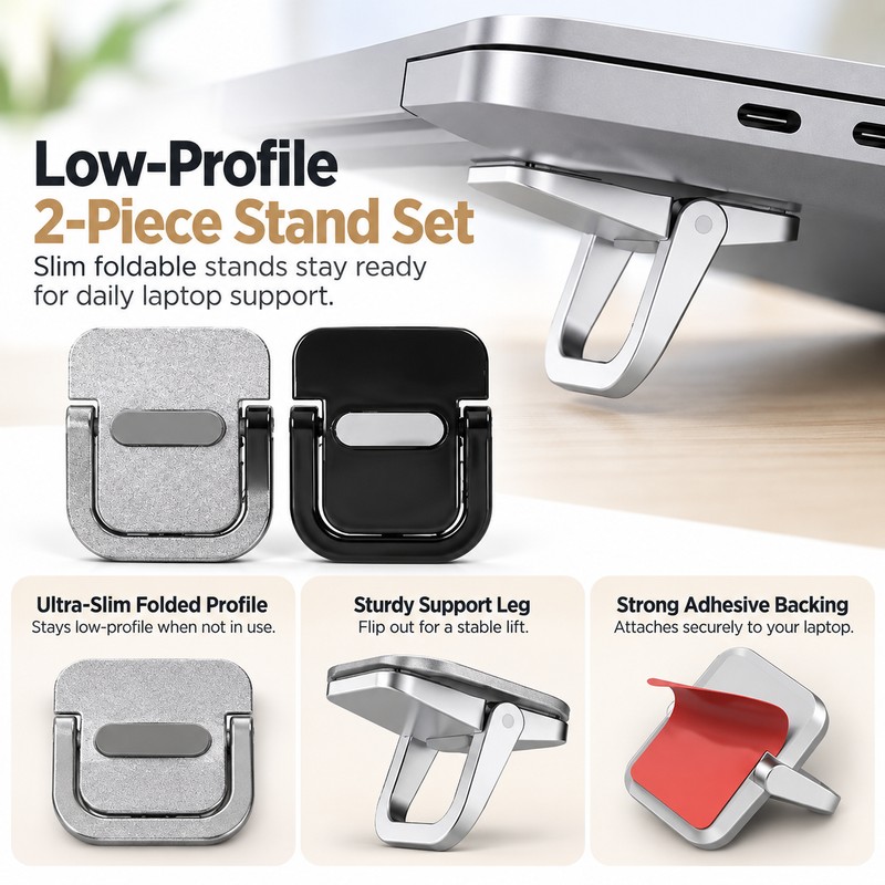Mini Laptop Stand for Desk – 2-Piece Aluminum Alloy &