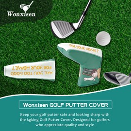 WONXISEN Golf Club Headcover for Mallet Blade Putter Funny Style Premium Leather Golf Headcovers Set with Embroidery Tags Gilmore