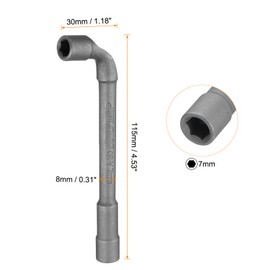 QUARKZMAN L-shaped angle wrench, 7 mm, CR-V double sided metric hex socket wrench with 6 points for general repairs, pipeline, bicycle and car maintenance