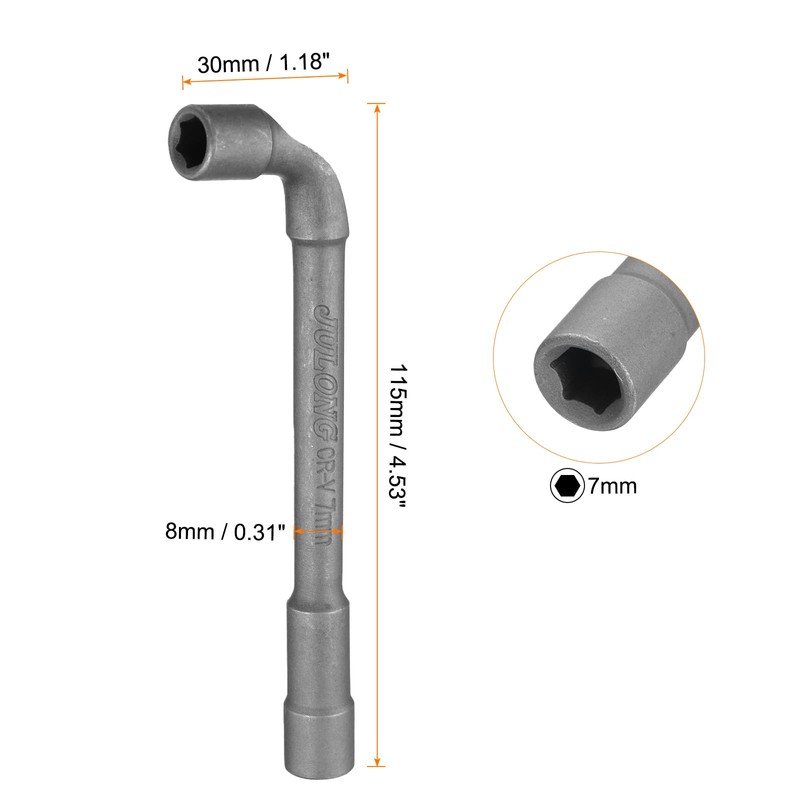 QUARKZMAN L-shaped angle wrench, 7 mm, CR-V double sided metric