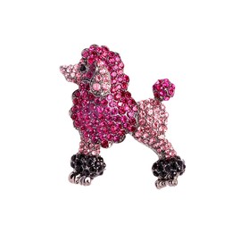 Sparkling Rhinestone Poodle Dog Brooches Women Christmas Animal Brooch Pins