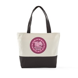 CafePress French Horn Player WB Pink Circle Canvas Tote Top Zipper Closure