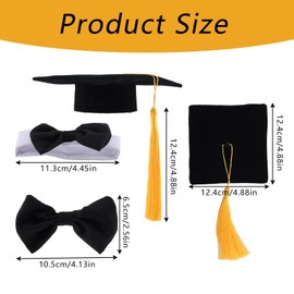 Graduation Porch Goose Outfit Cloth for 23" High Cement Lawn Statue, Garden Gooses Costume Include Grad Hat Cap with Tassel, Bow Collar Ties for School Graduate Party Yard Outdoor Decor Accessories