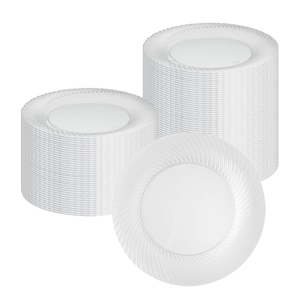 Moderna 9 Inch Premium Disposable Plates, 200 Round Plastic Plates