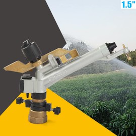 1.5'' Agriculture Irrigation Sprinkler Gun, High Impact Sprinkler Water Irrigation Tool, 360° Adjustable Rain Spray Gun for Agriculture Lawn