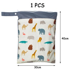 JJHXM 1 x 30 x 40 cm wetbag nursery, wet bag, kindergarten, wet bag nursery, nappy bag with 2 zips, reusable wet bags, for travel, gym, beige, Storage bag