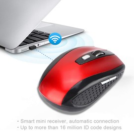 Mouse,Professional Intelligent 6D Ultra-Thin 2.4G 1200DPI USB Mouse Ergonomic Optical Smart Mouse for Laptop Home Office(red)