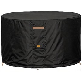 Garden Balsam 600D Heavy Duty Waterproof Patio Fire Pit Cover UV Resistant Round Outdoor Firepit Covers 22" Dia x 16" H Black