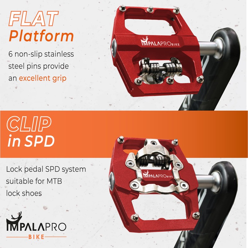 IMPALAPRO - Dual Function Bicycle Flat Pedals and SPD Pedals