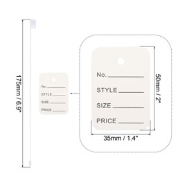 sourcing map Price Tags and Hang Tag String Clothing Price Marking Tag, 2"x1.4" White String Tags for Clothes, Retail Store 400 Set