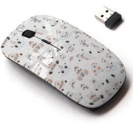 2.4G Wireless Mouse with Cute Pattern Design for All Laptops and Desktops with Nano Receiver - Cute Polar Bear