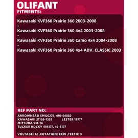 Starter Motor for Kawasaki Prairie 360 2003-2008 4X4 KVF360 21163-1328 Olifant