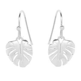 Lovett & Co - Cheese Leaf Drop Earrings for Women - Cheese Plant Leaf inspired 1970s silver Dangle Earring - Nickel Free Earrings & Vintage jewellery for Women