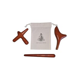 Longway-Buddha Trigger Point Massage Set of 3 with Storage Bag Massage Cross, Massage Bird & Massage Stick Asian Massage Wood