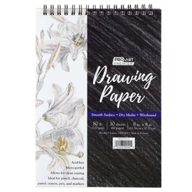 Pro Art Premium Drawing Paper Pad 6"x8" 30 Sheets, 80#, Wire, Sketch Book, Sketchbook, Drawing Pad, Sketch Pad, Paper, Art Book, Paper, Sketchbook for