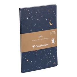 Clairefontaine 116297C Set of 2 Notebooks Adolie Stars DIN A5 14.8 x 21 cm 32 Sheets Lined White 90 g Assorted 1 Set