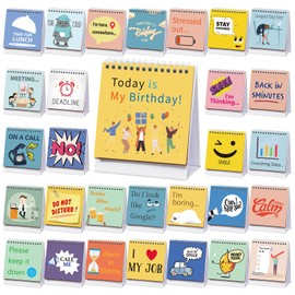 ReliThick 2 Pieces Funny Desk Signs 30 Pages Office Desk Accessories Different Fun and Flip Over Messages Desktop Flip Book Fun Messages Calendar for Office Gifts Desk Accessories