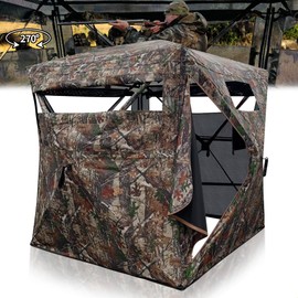 GNYFRAZ Hunting Blind 270 Degree See,2-3 Person Pop Up Ground Blinds,Portable Hunting Blind for Deer Hunting Turkey Hunting (2-3 Person 270°)