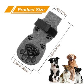 WeddHuis 2 Pairs of Indoor Non-Slip Socks for Dogs - Soft Adjustable Paw Protection for Old Dog with Straps Traction Control for Indoor Use on Hardwood Floors