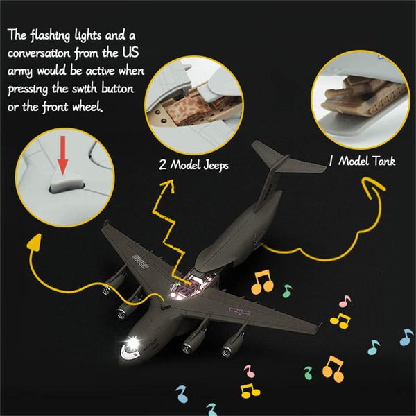 Crelloci Diecast Airplanes with Lights and Sounds, Aircraft Toy Model