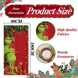 WKPBJX Christmas Door Cover, Christmas Decoration, 90 CM x 180 CM Christmas Door Banner, Christmas Door Hanging Banner Backdrop, for Christmas Inside Outside Use