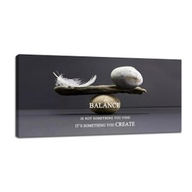 Zen Stone Wall Art Meditation Spiritual Large Wall Decor Inspirational Balance Feather Pictures Canvas Prints Framed Home Decorations Painting Artwork for Living Room Bedroom Office Bathroom 60"x30"