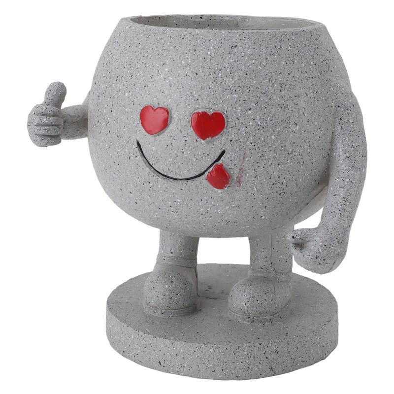 Succulent Pot Adorable Smiling Figure Standing Thumb Up Resin Flower
