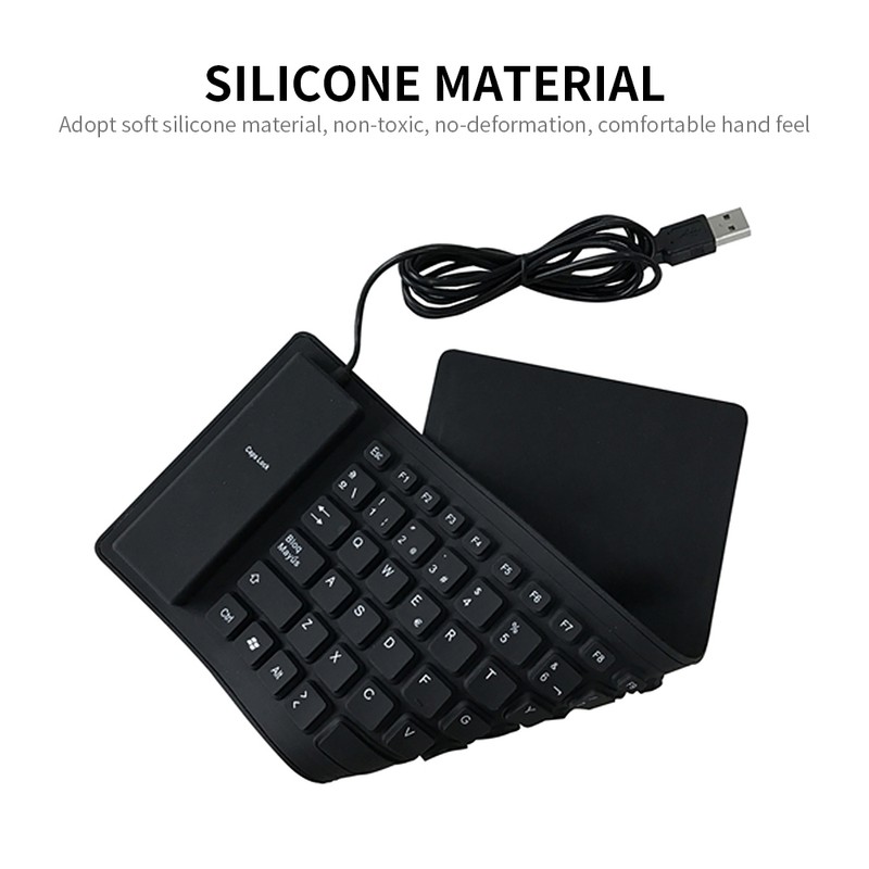 84 Keys Spanish USB Wired Silicone Keyboard Foldable Soft Silicone