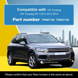 Goholy Car Front Bumper Tow Hook Cover Compatible with VW Touareg 2011 2012 2013 2014 Trailer Cover Cap 7P6807185 7P6807186 Small Lid Towing Eye Cap