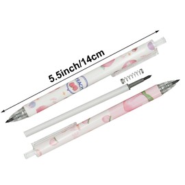 Maydahui 12Pcs Kawaii Fruit Peach Eternal Pencils Everlasting Pencil Retractable Inkless Pens Durable Technology Magic Pencils for Office Students Writing Painting Drawing