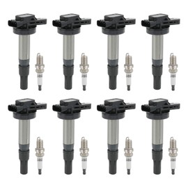 DICMIC Set of 8 Ignition Coil Pack & Spark Plug Compatible with Jaguar S-Type XF XJ8 XJR XK XK8 XKR Land Rover LR3 Rover Range Rover Sport V8 4.2L Replace# UF519, 4744015, 4526466, AJ83415, AJ87644