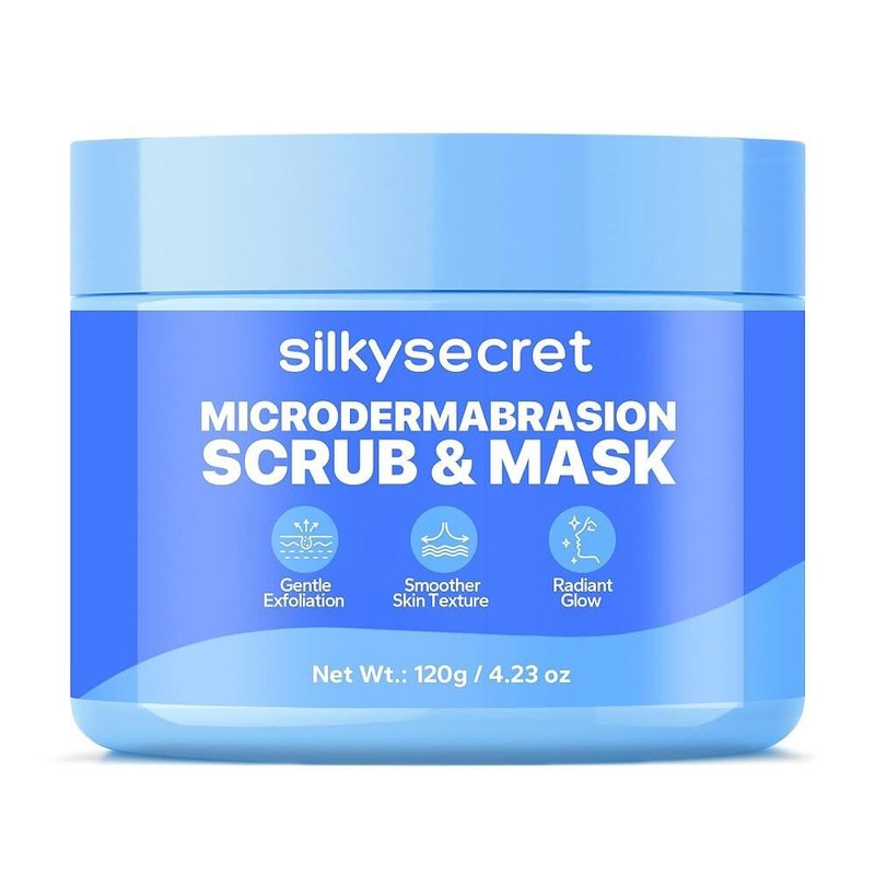 Silky Secret 실키시크릿 마이크로더마브레이션 페이스 스크럽(4.23온스), 각질 제거 세안제, 천연
