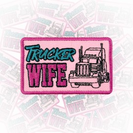 Trucker Wife Patch 3 Inches Iron On/Sew On Embroidered Applique Patch for Clothes Backpacks Hats, Trucker Gifts, Proud Trucker Wife DIYTrucker Hat Accessories Gifts for Mom Dad Friends Coworkers