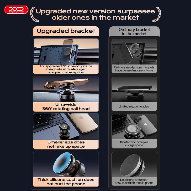 Universal XO 360°Rotation Vacuum Strong Magnetic Phone Holder Suction Cup