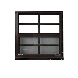 Shed Window 16x16 Brown Flush - Vertical Slider with Tempered Glass & Bug Screen