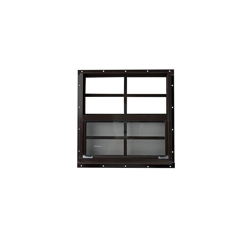 Shed Window 16x16 Brown Flush - Vertical Slider with Tempered