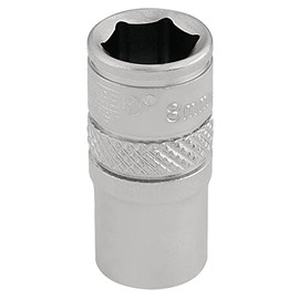 Draper 16513 1/4" Square Drive Micro Satin Chrome Metric Socket, 8 mm Size , Blue