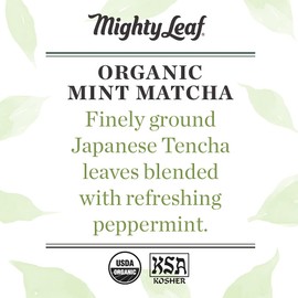 Mighty Leaf Tea, Organic Mint Matcha Green Tea Powder, 1.5 Ounce Tin, Japanese Matcha with Mint Powder, Unsweetened