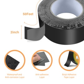 Neuradical 8 Pack 2" x 50' Deck Joist Tape for Decking, Butyl Deck Tape for Flashing Deck Joists and Beams, Waterproof Seal Butyl Joist Tape for Wood