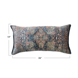 Creative Co-Op Eclectic Vintage Fringed Lumbar Pillow, Multicolor