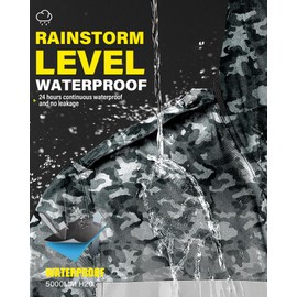 iCreek Raincoat Waterproof Long Rain Jacket Lightweight Rainwear Reflective with Packable Hood for Men Women Adults (L, Gray Camouflage)