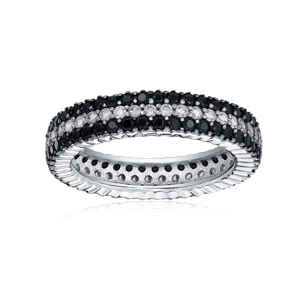 Pave Cubic Zirconia Two Tone 3 Row Stripe AAA CZ
