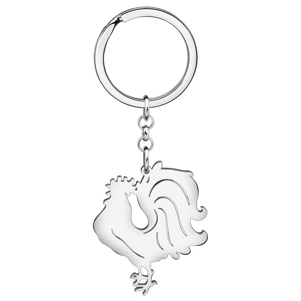 HUAGEO Edelstahl Niedlichen Rooster Henne Huhn Schlüsselanhänger für Handtaschen Handtasche