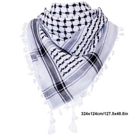 Haakong Arab Shemagh Tactical Desert Keffiyeh Head Scarf Arabic Turban Neck Headwear Arab Wrap with Tassel for Men Women (Style 1, Black)