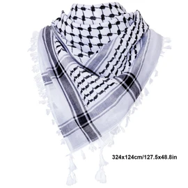 Haakong Arab Shemagh Tactical Desert Keffiyeh Head Scarf Arabic Turban Neck Headwear Arab Wrap with Tassel for Men Women (Style 1, Black)